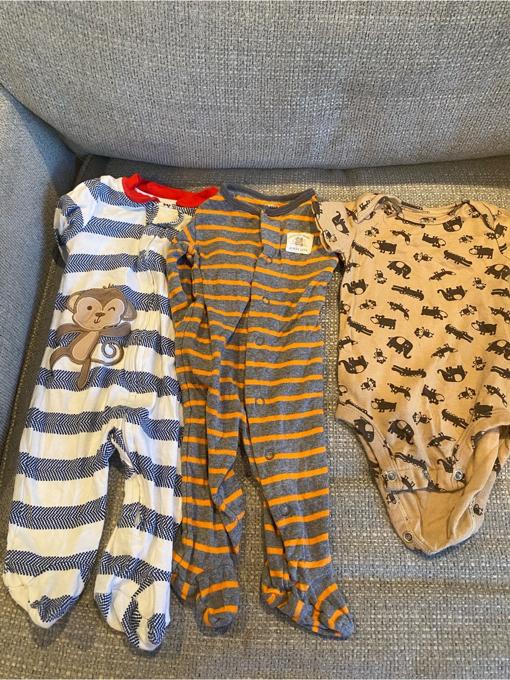 3 baby onesies Striped Gray & Orange Baby One-Piece Romper
